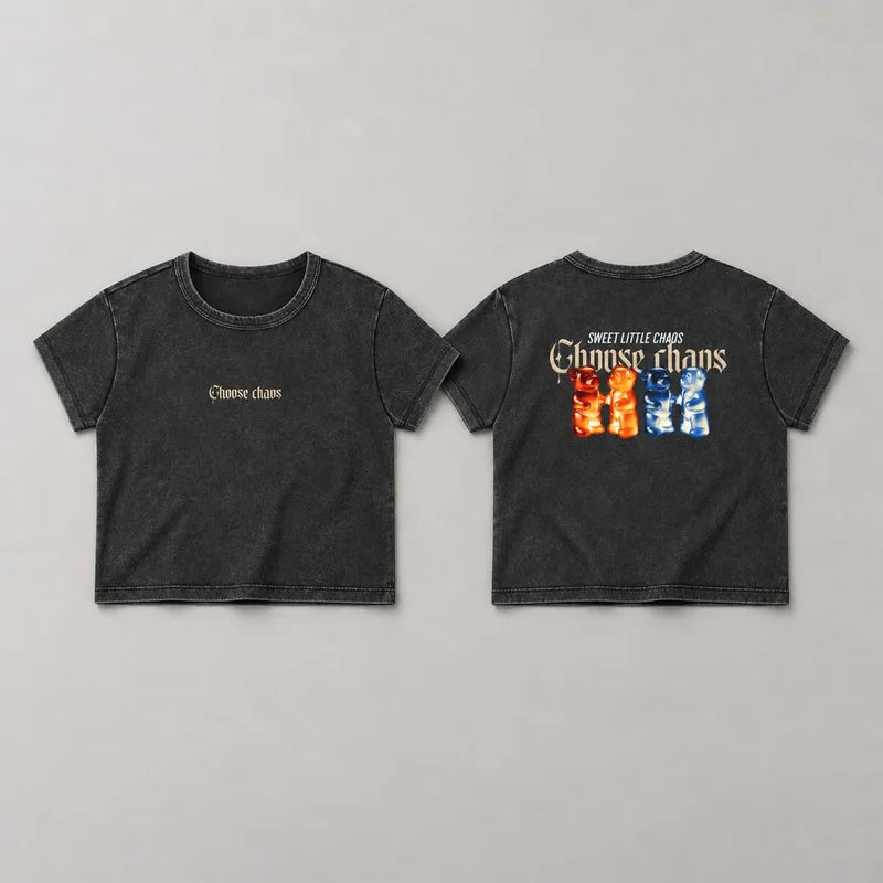 Sweet Chaos Crop Top — front and back views