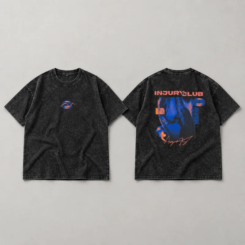 Injury Club Tee — front and back views