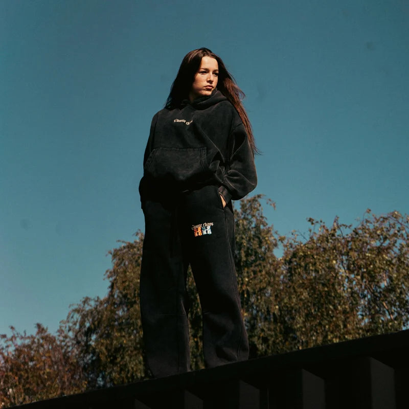 Choose Chaos hoodies and joggers — campaign photograph
