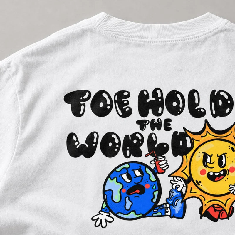 Toe Hold the world TEE — design detail